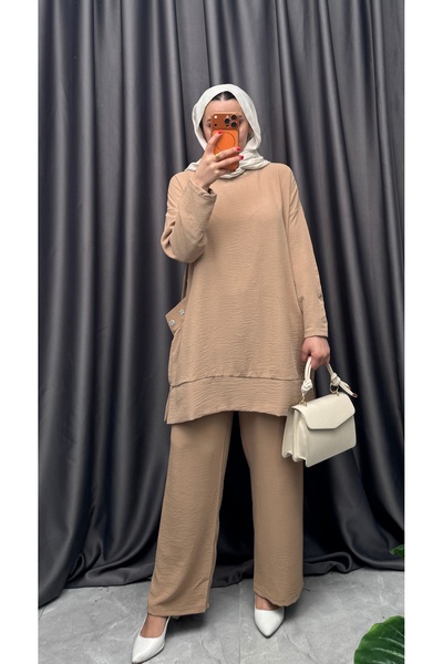 NİSUM MODA Σετ με hijab - Καφέ - Κανονικό μέγεθος