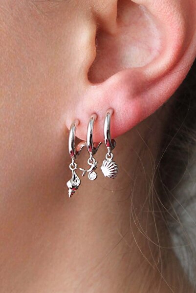 Nenya Vip Steel Sea Shell Triple Look Earrings