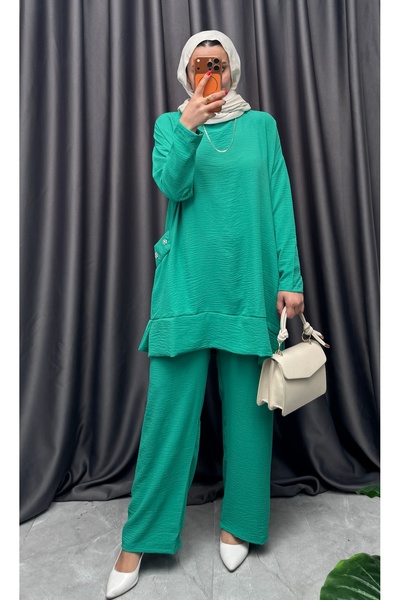 NİSUM MODA Σετ με hijab - Πράσινο - Κανονικό μέγεθος