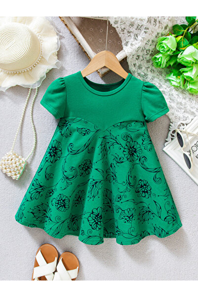 Take Two By Styli Girls Floral Print Puff Sleeve Dress