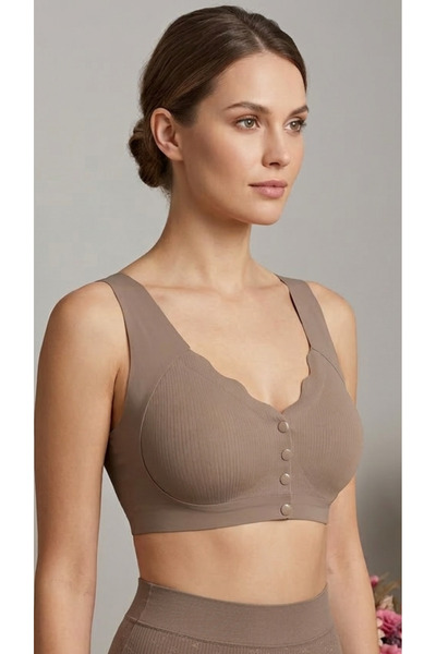 UN REAL Γυναικείο άνετο σουτιέν σε καφέ χρώμα, κοπή με λέιζερ, χωρίς σημάδια,...
