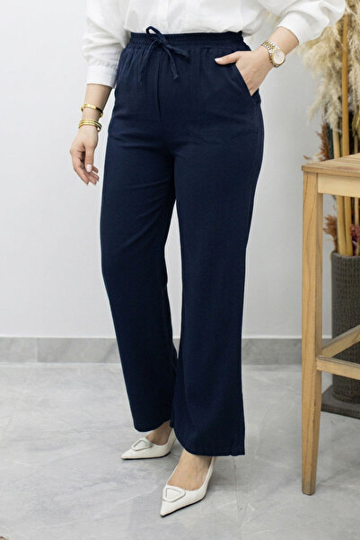 Tesettür Dünyası Παντελόνι - Ναυτικό μπλε - Ευρύ πόδι