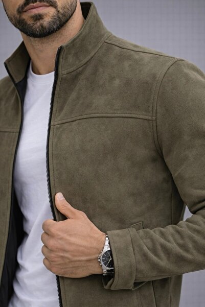 BASEL.CO Εποχιακό σουέτ μπουφάν με στενή εφαρμογή και όρθιο γιακά