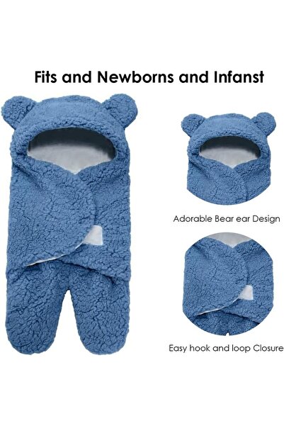 Cute n Cuddle Cute ‘n’ Cuddle Baby Swaddle Blanket Ultra-Soft Hooded Swaddling Wrap for Newborn baby - Blue