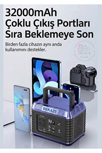 BEKAZE XM02D 200W Taşınabilir Güç İstasyonu 32000mAh Powerbank Kamp Jeneratör...