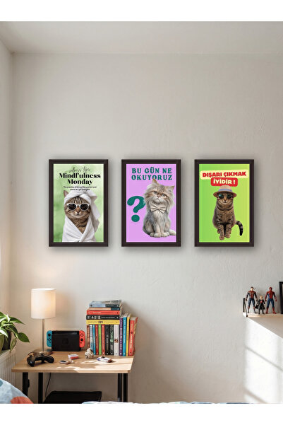 woodretro Εικονογράφηση Πίνακα Γάτας 20x30 εκ. |   3 Διαφορετικά Σχέδια |   Ε...