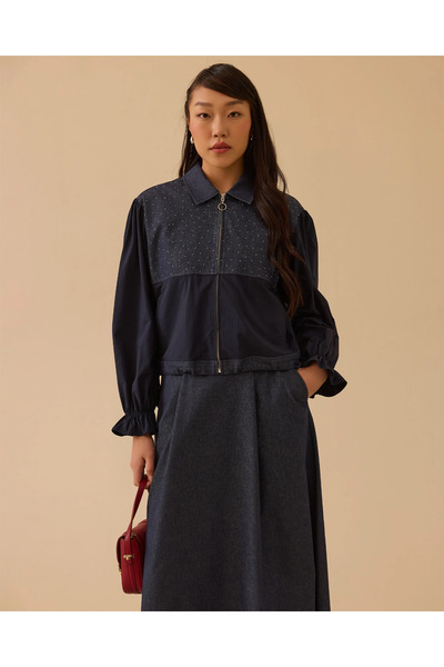 SCL Two-Fabric Waist-Length Jean Jacket