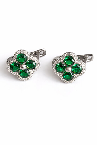 argint 925 Ασημένια σκουλαρίκια - Πράσινο