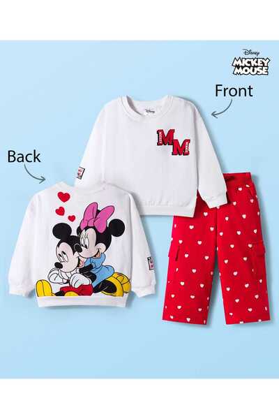 Babyhug Disney Terry Knit Drop Shoulder Sweatshirt & Track Pant with Minnie M...
