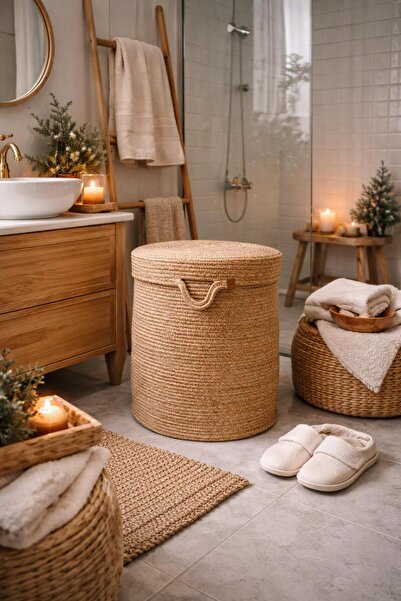 naylişhome Καλάθι δώρων 40*45 εκ. για προίκα, από ψάθινη γιούτα, οργανωμένο