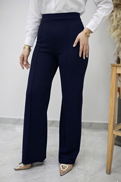 Tesettür Dünyası Lycra Green Wide Leg Trousers Tsd260161 Navy Blue