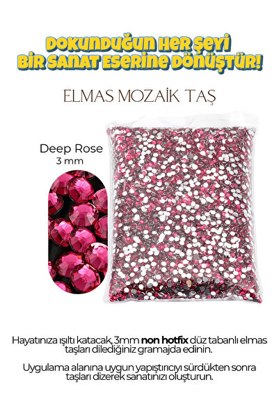 Brextco Store 1000 Adet Elmas Mozaik Taş | 3mm Non-Hotfix Düz Tabanlı Süsleme...