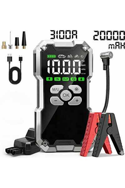 BEKAZE Akü Takviye Cihazı 20000mAh 150 PSI Lastik Şişirme Kompresör Powerbank...