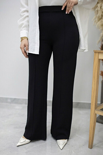 Tesettür Dünyası Lycra Green Wide Leg Trousers Tsd260161 Black