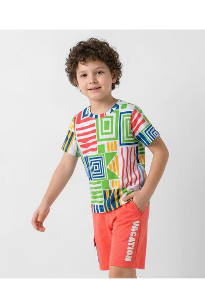 Ollington St. Knit Half Sleeves Printed T-Shirt & Shorts Set - Multicolor & C...