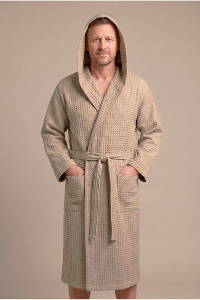Motif Mağaza *Export Surplus* 100% Cotton Waffle Pike Unisex Bathrobe with Hood and Pockets