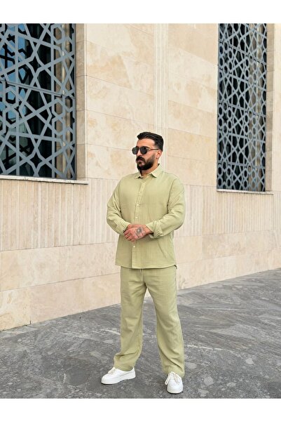 PEERLESS STORE Muslin Fabric Oversize Pants & Shirt Set