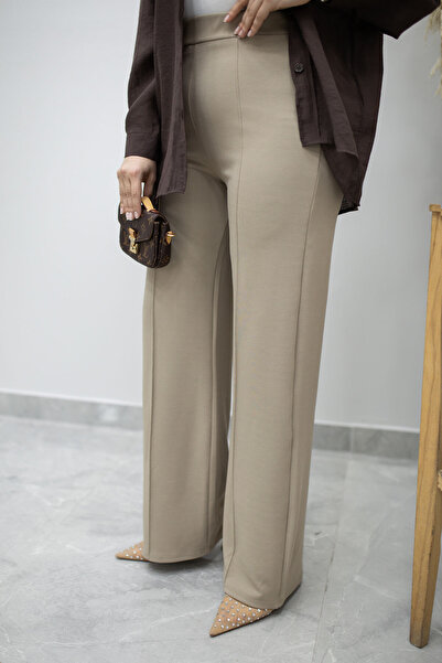 Tesettür Dünyası Lycra Green Wide Leg Trousers Tsd260161 Mink