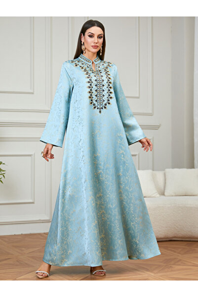Take Two By Styli Blue Embroidered Pattern Jalabiya