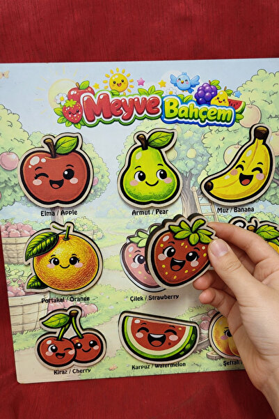 fomkids Meyve Bahçem Extra Kalın Ahşap Bul Tak Oyunu