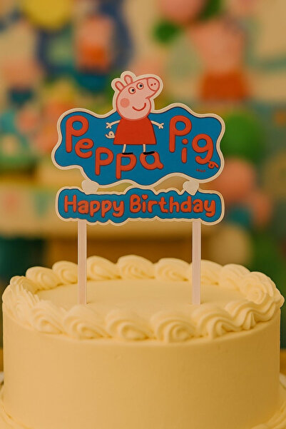 tredblock Peppa Pig Happy Birthday Pasta Süsü Cake Topper - Gıda Uyumlu Organ...