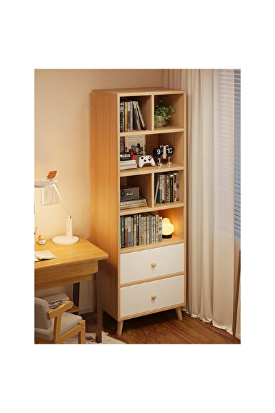 NKX رف كتب متعدد الطبقات، خزانة عرض طويلة للتخزين، مكتبة لغرفة المعيشة بلون ب...