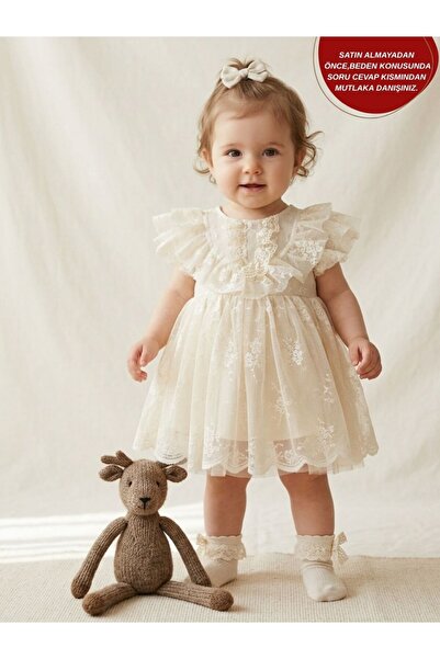 aysskids Yasemin 2 Lace Detailed Holiday Special Occasion Girl's Baby Dress