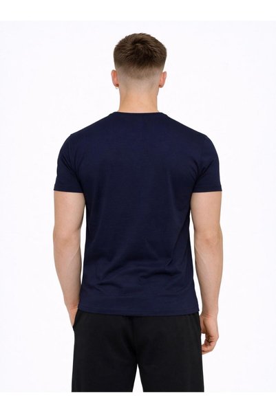 AXXEL Men's Navy Blue Cotton Lycra Single Jersey Short Sleeve-T-Shirt-D230