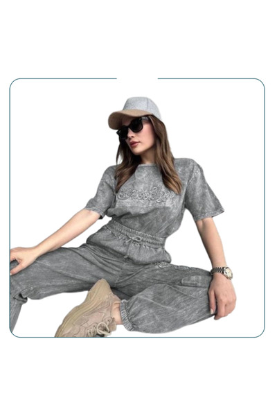 Zaghou Gray T-Shirt and Trousers Set