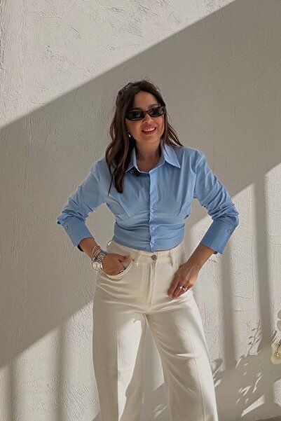 ELVAN TOLON Μπλε πουκάμισο με κορδόνια