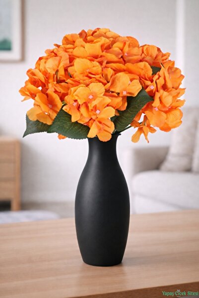 Yapay Çiçek Sitesi Artificial Hydrangea Bunch 5 Branches Orange