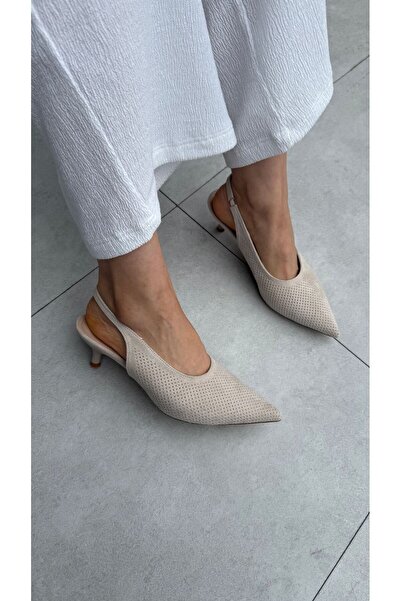 ROVE BEIGE PRINTED SUEDE PATTERNED HEELS WOMEN'S SHOES