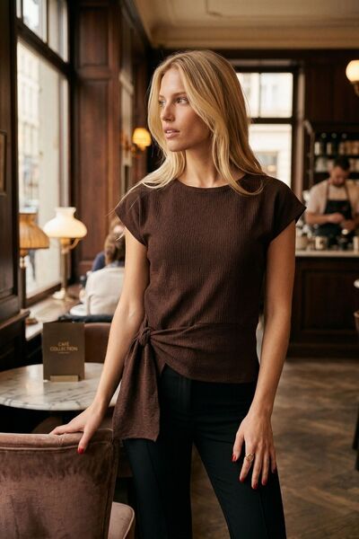 armonika Μπλούζα - Καφέ - Κανονική εφαρμογή