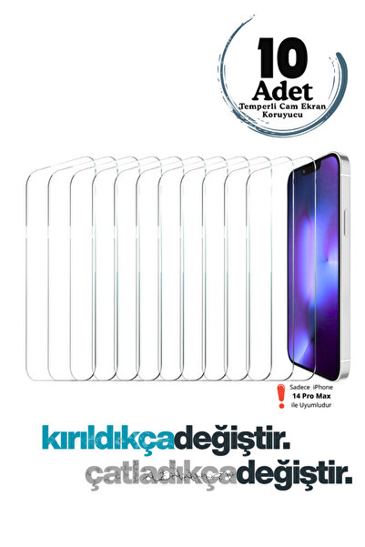 Evax 10 Pieces iPhone 14 Pro Max Compatible Tempered Hd Glass Screen Protector