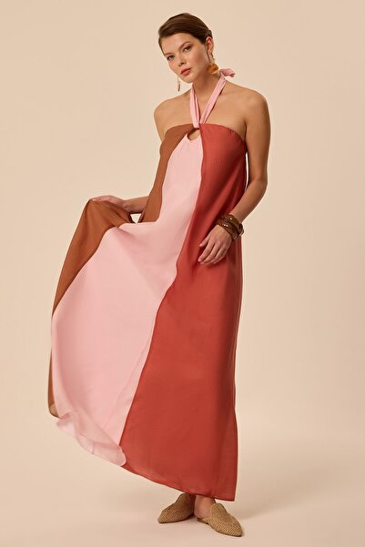 UPGRADE ColorBlock Maxi Elbise Pembe