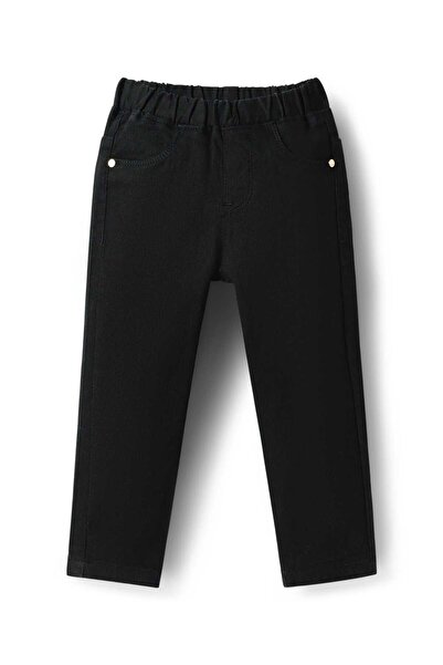 Babyhug Full Length Solid Denim Jeggings With Stretch - Black