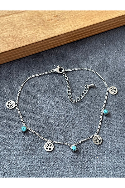 Rupen Kraft Surgical steel stainless tarnish-free turquoise tree of life stee...