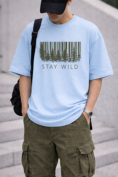 ArtYus Μπλουζάκι Unisex Oversize με στάμπα Stay Wild Text & Nature – Βαμβακερ...