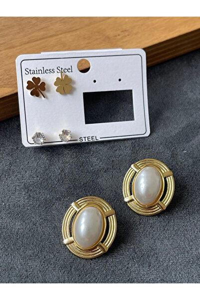 Rupen Kraft Stainless steel tarnish-free earring set - 3 pairs of steel earrings