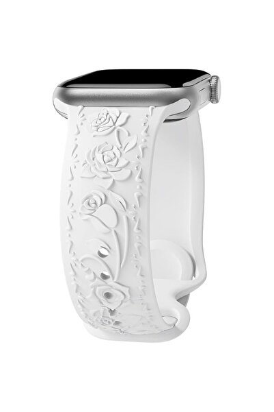 Alstrap Watch 11-10 (42mm)9 8 7(41mm) 6 5 4 SE(40mm) Uyumlu Kabartma Gül Dese...