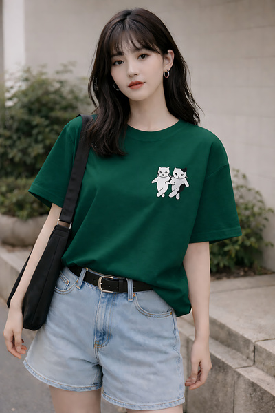 ArtYus Tricou oversize unisex cu imprimeu Halay Çeken Kediler - Tricou casual...