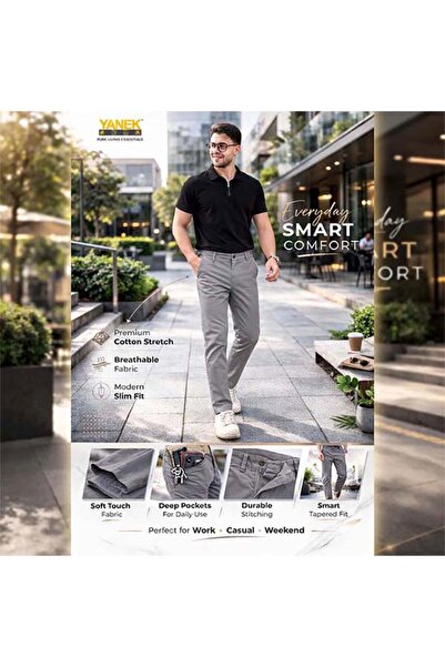 YANEK Men’s Slim Fit Chino Trousers – Premium Comfort & Everyday Style