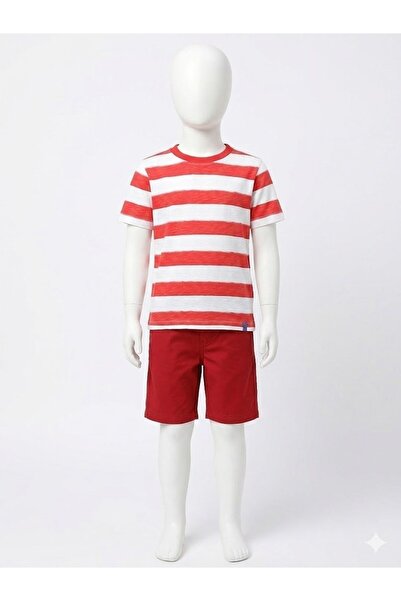 Benetton Boy's Red Striped Tshirt