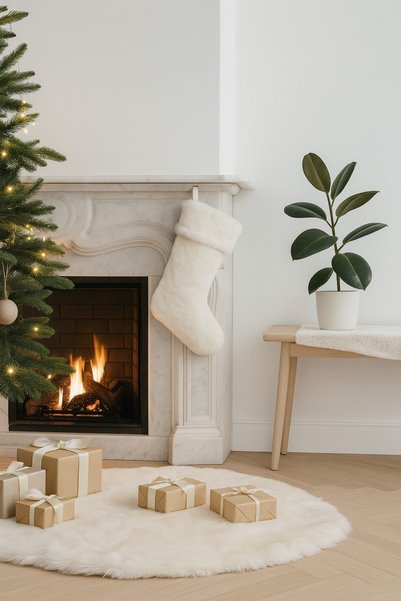 sevaradekor Christmas Tree Plush Ornament Stocking Fireplace Stocking