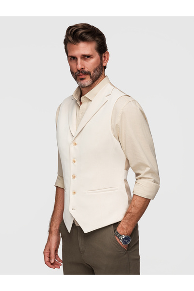 OMBRE Herren Weste Slim Fit V66 Beige