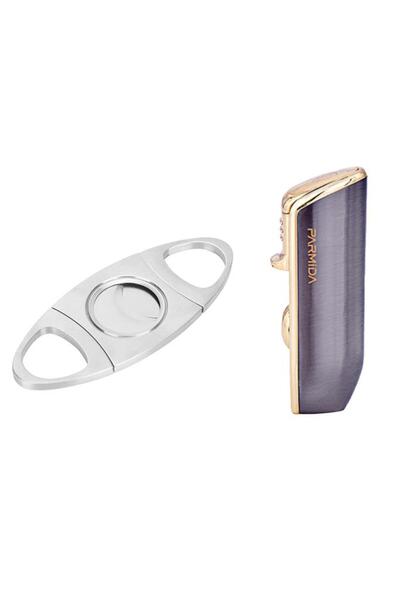 Parmida Gunmetal Üç Torch Pürmüz Çakmak Ve Metal Kesici Set - PRMDPKT1