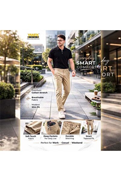 YANEK Men’s Slim Fit Chino Trousers – Premium Comfort & Everyday Style