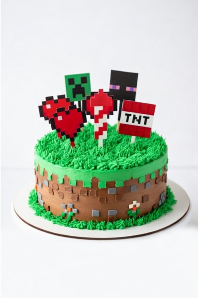tredblock Minecraft 6'lı Pasta Süsü Seti Cake Topper