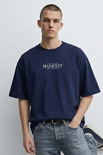 MATERIAL T-Shirt - Ναυτικό μπλε - Oversize