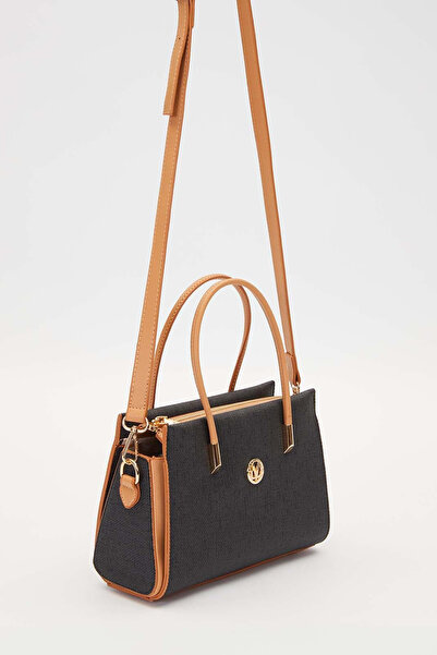 Lale Butik Levidor Τσάντα από σκληρό δέρμα με λεπτή λαβή και λεπτομέρεια με λ...